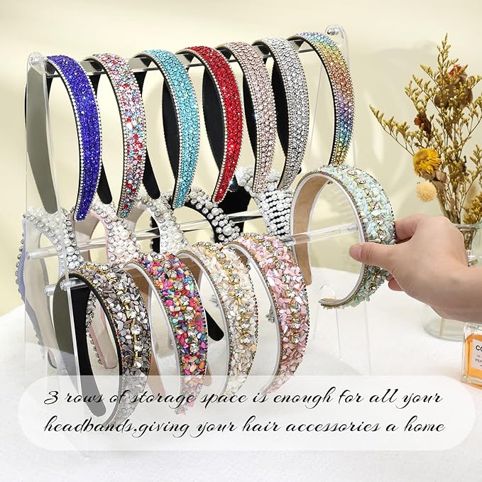 Headband Holder Headband Organizer, Acrylic Headband Holder Organizer, 2-Tier Clear Headband Display Stand, Headband Storage Rack for Girls and Women (Modern-2PCS)