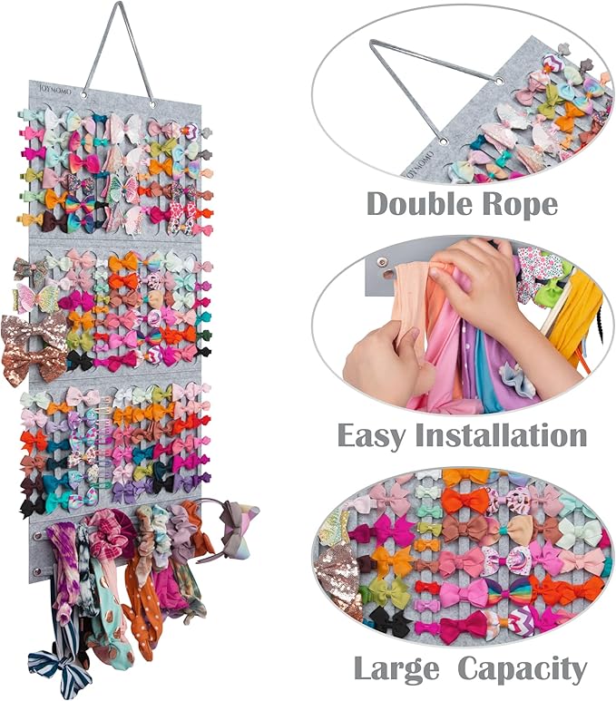 Hair Bow Holder Organizer For Girls Hanging Bow Holder For Girls Hair Accessories Storage Organizer For Headbands, Hair Clips, Hair Ties, Scrunchies (Without Hair Bows) (gray)