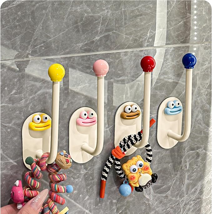 Dopamine Style Hair Tie Holder, Headband & Accessory Organizer Rack, No Drilling Wall Mounted Adhesive Hook Storage Stand (Yellow)