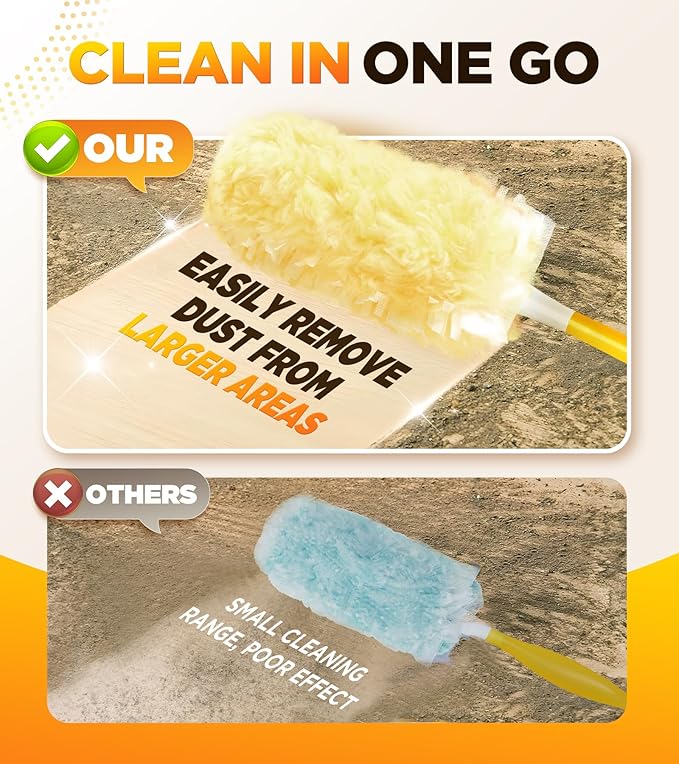 30 Count Heavy Duty Duster Refills for Swiffer, Multisurface 360° Duster Refills Only, Unscented Disposable Dusters for Cleaning with 4X Microfibers, Compatible with Swiffer Dusters (Orange)