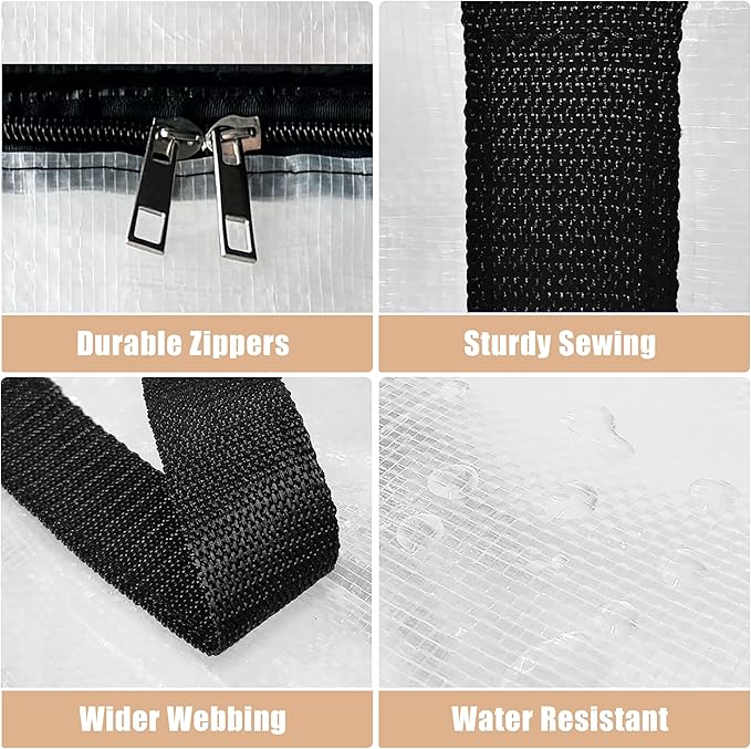 Heavy Duty Moving Bags - Extra Large Packing Bags and Storage Totes, Collapsible and Foldable Option for Moving and Storage, Clear, 125 L - 6 Pack