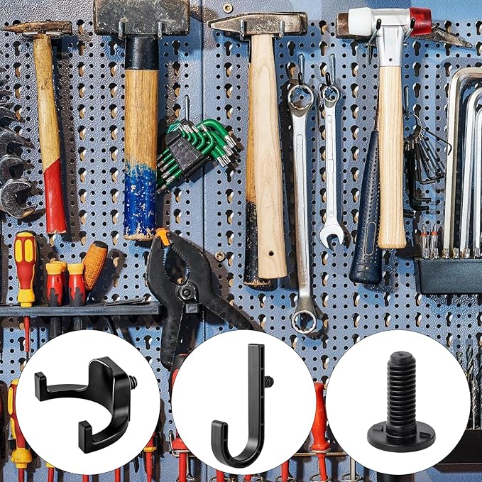 6 Packs Storage Shed Hooks Compatible with Suncast/Craftsman Shed, U-Shape and J-Shape Storage Shed Shelves Accessories with 4 Packs Long Bolts for Organizing Tool, Ladders, Bulk Items
