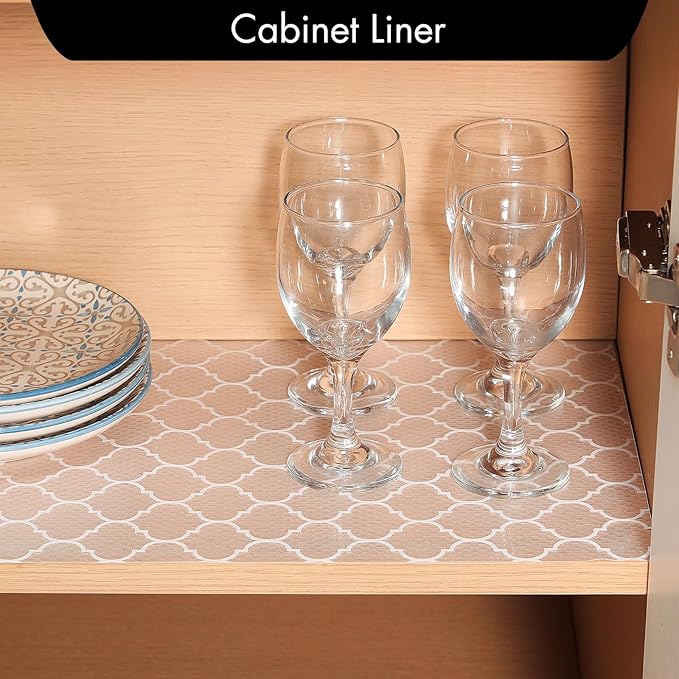 Cooyes Shelf and Drawer Liners for Kitchen Cabinets, Non Adhesive Cabinet Liner, EVA Waterproof Durable Non-Slip Drawer Mats for Shelves, Fridge, Storage, Kitchen Cupboards – Modern Pattern
