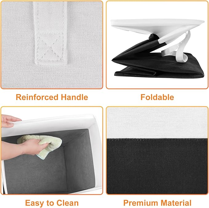 laundry basket 3-Pack, laundry hamper, Hamper with handles, collapsible laundry baskets, Waterproof dirty clothes hamper, Towel Storage for Home or Dorm, 100L-Black