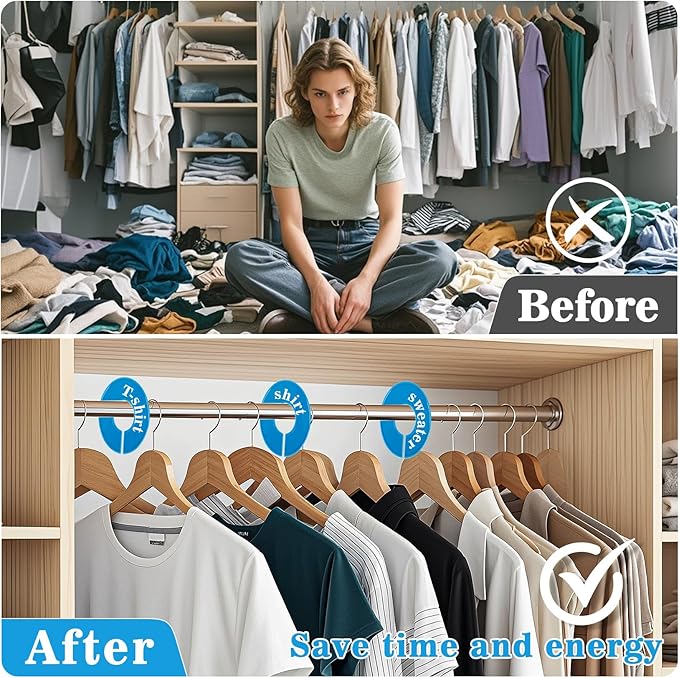 Sukh Closet Dividers 30pcs - Plastic Clothes Organizer Shelf Tags Labels for Clothing Rack Wardrobe Store Warehouse Nursery Must Haves Boutique Supplies Sturdy Durable Flexible No Burrs (Blue)