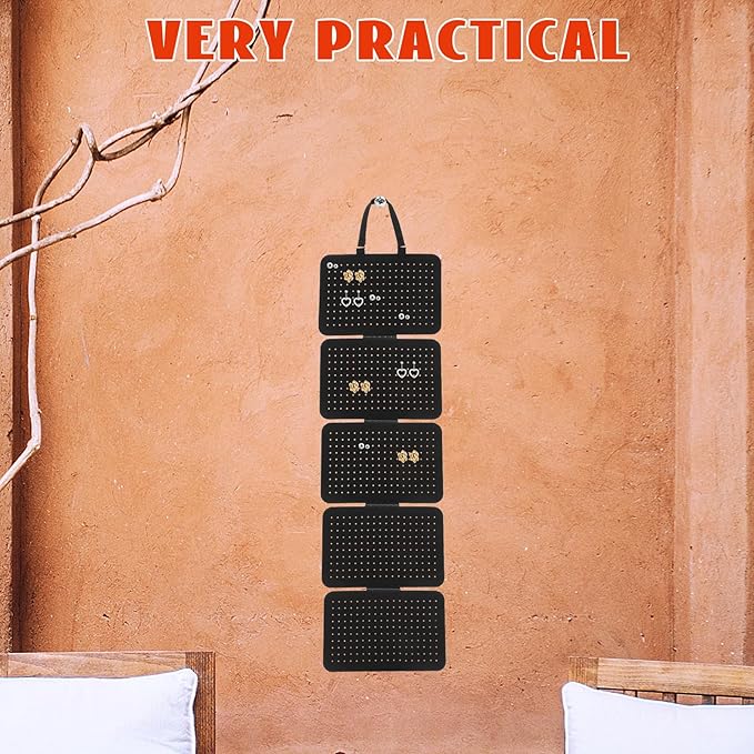 BESPORTBLE Wall-mount Jewelry Organizer Felt Board with Detachable Design, Earring and Necklace Display Holder, Black Hanging Accessory Storage for Home and Commercial Use