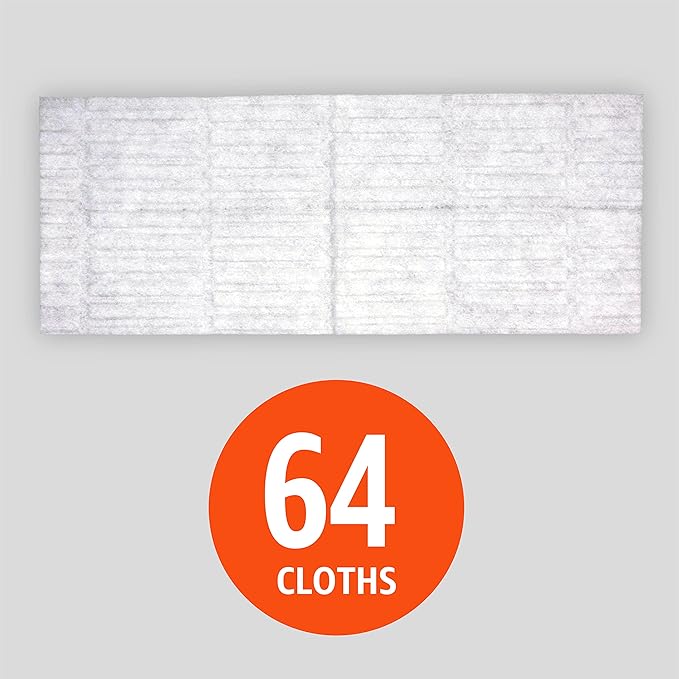 Amazon Basics Dry Sweeping Cloths for Floor Cleaning, Pet Hair, Dust, Dirt, Multi-Surface, Disposable, Fits Swiffer Sweeper Mop Heads, 64 Count