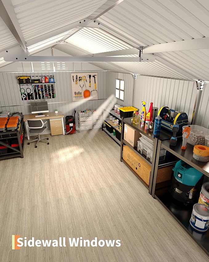 GarveeLife 12x20 FT Metal Carport, Enclosed Car Port with Reinforced Frame and Steel Roof for All-Weather Use, Metal Garage Shed for Full-Sized Pickup Trucks