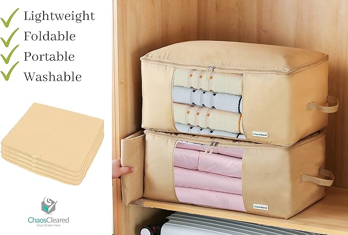 Comforter Storage Bag - Folding Organizer bag for King/Queen Comforters, Pillows, Blankets, Bedding/Quilt, Blanket, Duvet, Mothproof Space Saver; Large Collapsible Organizers, 24"x14"x11"