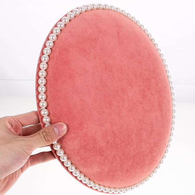 BESPORTBLE Oval Earring Holder Display Stand Wall-mounted Jewelry Organizer with Velvet Panel Medium Pink, Earrings Storage Rack for Studs and Necklaces, Desktop Accessory Organizer for Home
