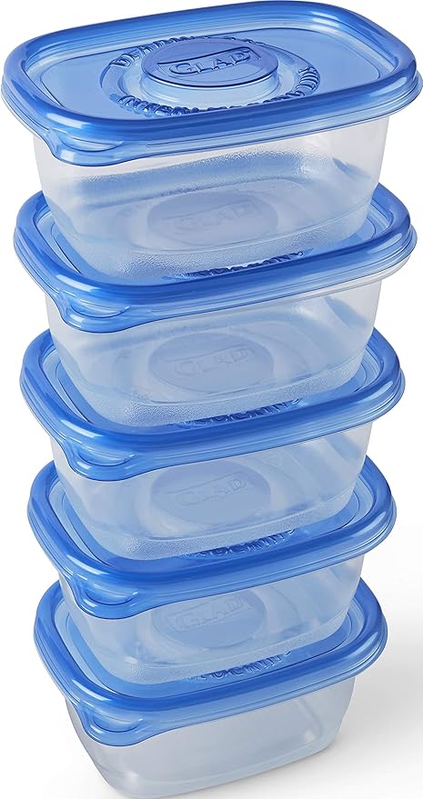 Glad GladWare Medium Rectangle Food Storage Containers with Lids, Airtight Leak-Resistant Plastic Containers for Soup Salad Meal Prep, Microwave Dishwasher Freezer Safe, 24 Oz, 5 Count - 6 Pack