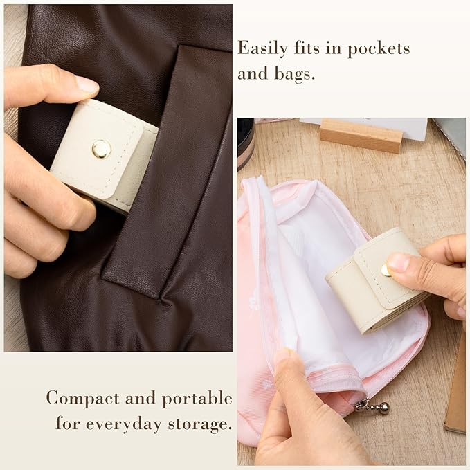 PAGOW 1 Pcs Mini Travel Jewelry Bag, Portable Foldable Jewelry Travel Pouch, Hanging Jewelry Organizers, Mini Travel Jewelry Bag Foldable (White)