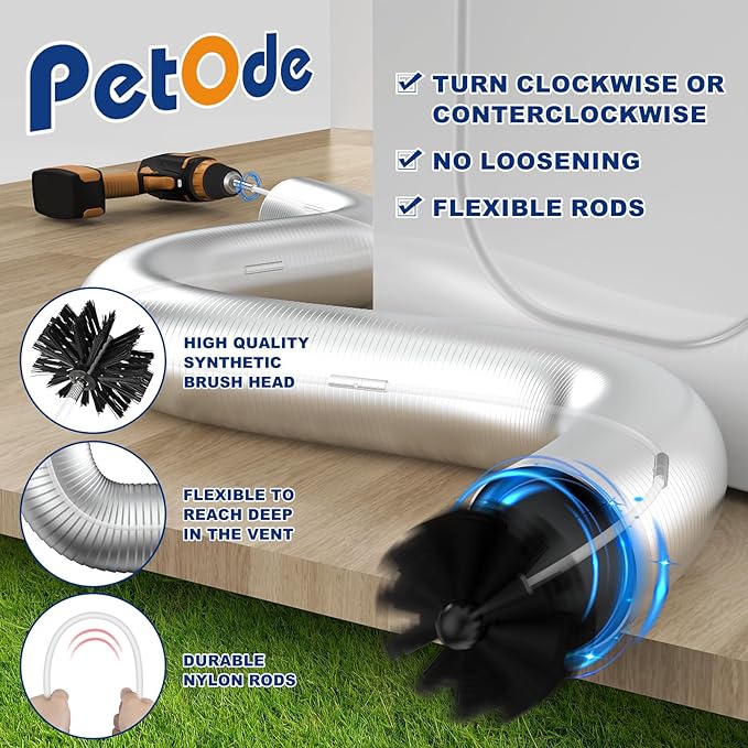 32 Feet Dryer Vent Cleaner Kit, Enhanced Flexible Quick Snap Brush with Drill Attachment for Effective Cleaning, 360 Degree Rotation Without Loosening, Use with or Without a Power Drill