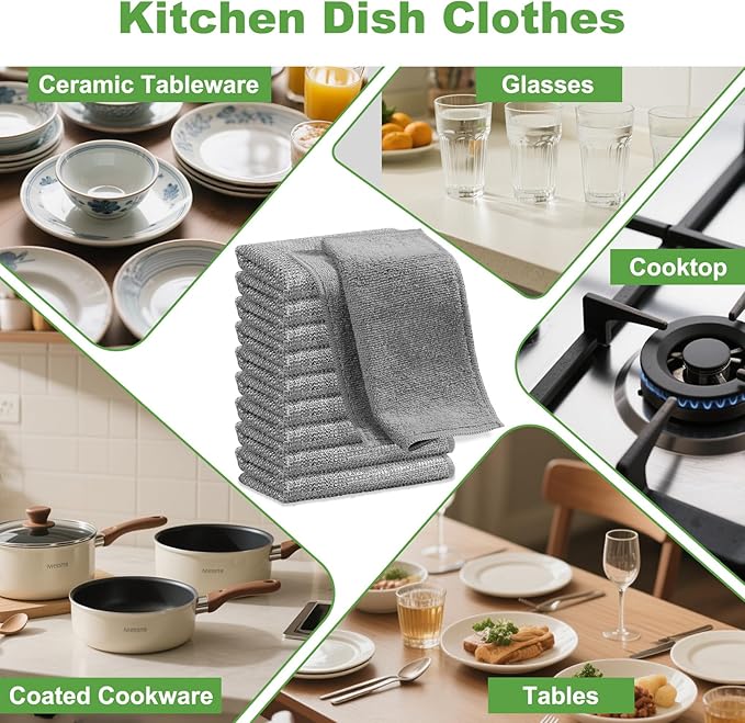 20Counts Multipurpose Wire Dishwashing Rag,Non Scratch Wire Dishcloth,Microfiber Miracle Cleaning Cloth with Mesh,Dual-Sided Steel Mesh Cloth for Pot,Metal Scrubber for Washing Dishes,Grey&Blue