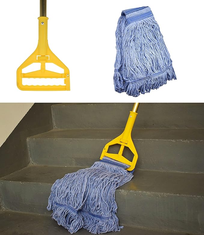 Mop Head Replacement Commercial Heavy Duty String Blue Wet Mop Heads for 3 Typs Commercial Mop Handle(1,Large)
