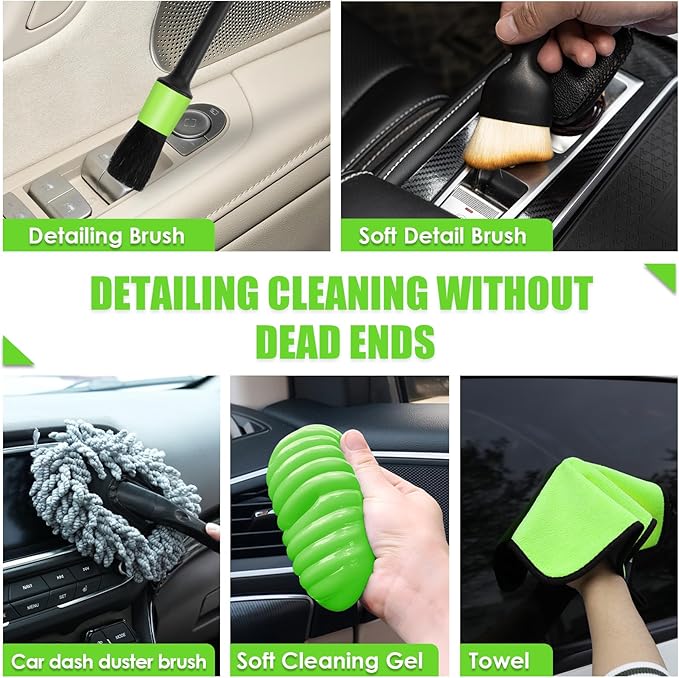 Viewsun 30pcs Car Cleaning Kit, Car Interior Detailing Kit with High Power Handheld Vacuum, Detailing Brush Set, Windshield Cleaner, Cleaning Gel, Complete Auto Accessories for Men, Women