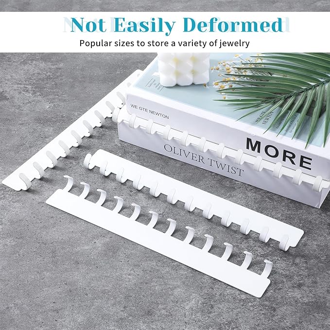 4 Pack Necklace Holder Wall Mount Metal Self-Adhesive Metal Wall Necklace Holder with 48 Hooks Total Space Saving White Hanging Jewelry Organizer Hanger for Necklaces, Pendant, Bracelets