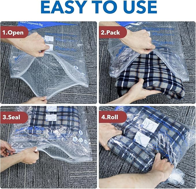 MEIQIHOME Vacuum Storage Bags, Space Saver Sealer Bags,Vacuum seal bags for clothing, Pillows, Comforters, Blankets, Bedding,16 Pack Vacuum Storage Bags with Electric Pump