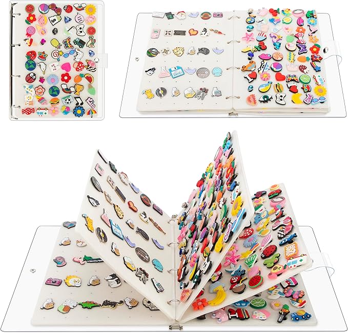 PACMAXI Shoe Charms Display organizer, Pin Organizer, A4 Collection Booklet with 5 Pages for Shoes Charms or Pins (Not Include Any Accessories)