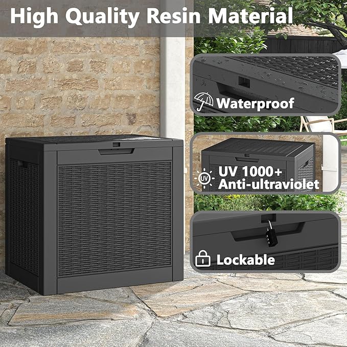 NUNU LAB 35 Gallon Outdoor Storage Box, Indoor Outside Deck Boxes Waterproof,Storage Bench Lockable Lid,Backyard Storage Bin For Package Delivery,Pool Accessories,Patio Cushions,Garden Tools
