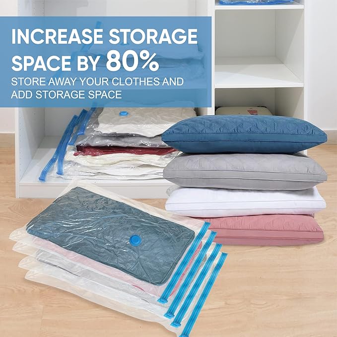 20 Pack Vacuum Storage Bags, Space Saver Vacuum Storage Bags, Vacuum Seal Bags for Clothing, Comfoters, Pillows, Blanket, Bedding