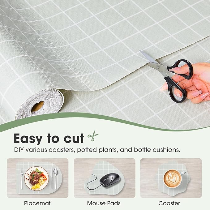 Beautysaid Shelf and Drawer Liner for Kitchen Cabinet, Non Adhesive Non Slip Shelf Paper Waterproof Washable Thickened for Dresser Pantry Shelve Bathroom Protector Liner(Light Green,23.6 in x 10 FT)