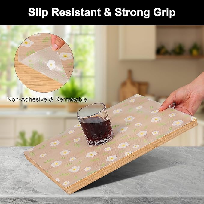 Cooyes Shelf Liner – Premium Non-Adhesive Cabinet & Drawer Liner for Kitchen – Waterproof Shelf Paper with Modern Pattern – Durable EVA Cabinet Mat – Easy to Cut （12" W x 360" L）