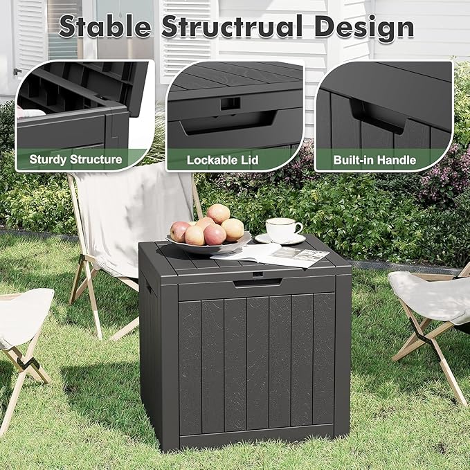 32 Gallon Outdoor Storage Box, Resin Deck Boxes Outdoor Waterproof For Patio Furniture, Garden Tools, Pool Supplies, Lockable And UV Resistant (a Set of 2,Striped Black)