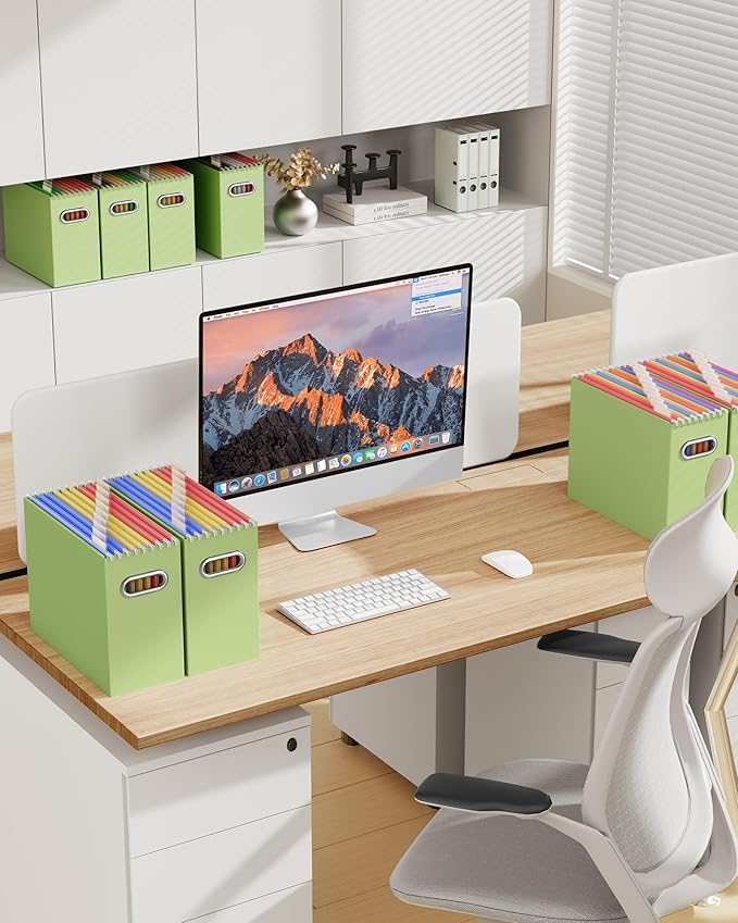 Oterri Cardboard File Organizer Box for Hanging File Folders Letter Size,File Box for Computer Desk,File Cabinet,Working Home,Office,Classroom (Colorblock, Letter Size - 8 Packs)