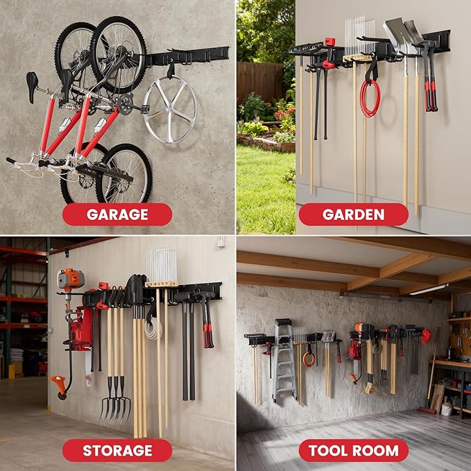 99" Heavy Duty Wall Mounted Garage Tool Organizer – 6 Panels & 18 Adjustable Hooks, 1380 lbs Load Capacity, Modular Storage for Efficient Tool Organization, Easy Install in Garage, Garden, 28 Pack