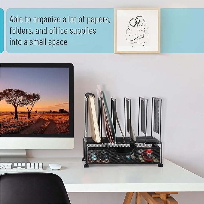 Mr. Pen- Mesh Desk Organizer with Drawer, Office Desk Organizers and Accessories, Desktop & Desk File Organizer