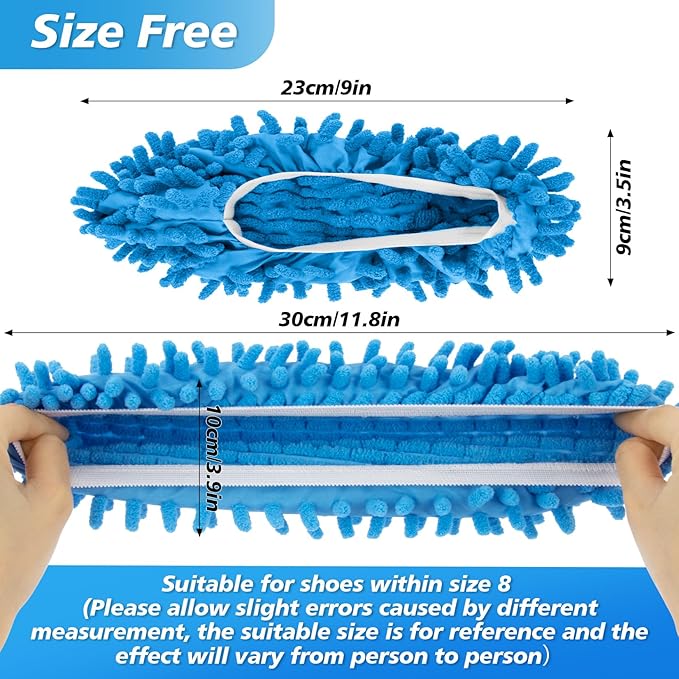 MAQIHAN 10 Mop Slippers for Floor Cleaning - Size 8 Mop Socks Women Mopping Cleaning Socks Mopping Slippers Dusting Slippers Mop Shoes Washable Microfiber Moppers Slippers for House Cleaning (5 Pairs)