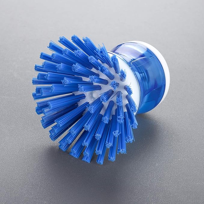 Dish Brush with Soap Dispenser for Dishes Pot Pan Kitchen Sink Scrubbing, Blue 2 Pack