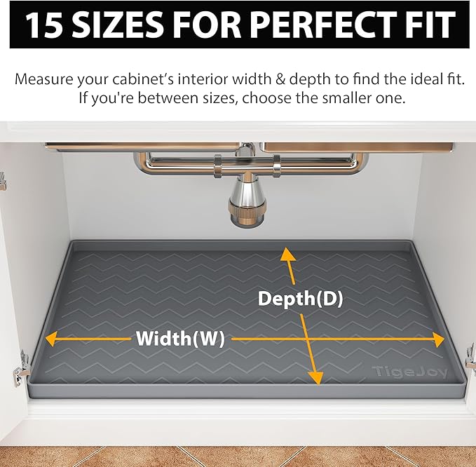 TigeJoy 28" x 22" Under Sink Mats for Kitchen Waterproof, Leak-Proof Silicone Mat Sink Protector and Cabinet Liner, Kitchen Essentials Organizer and Storage, Boot or Shoe Tray, Pet Feeding Mat