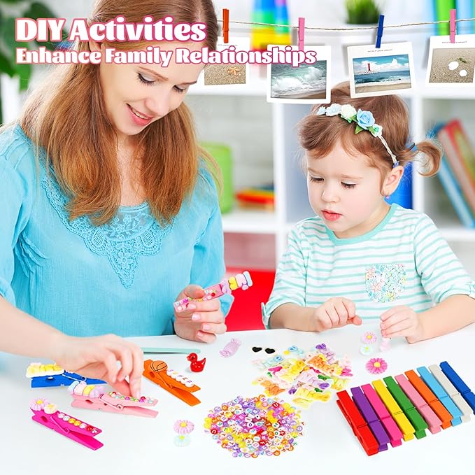 100 Cheer Pins Set - Wooden Colored Clothes Pins with Glue & Tools,Cheer Pin Kit 180 Mini Bows Ducks Daisy Balls 300 Letters 4 Stickers, DIY Custom Pins for Backpack Team Cheerleader Gifts