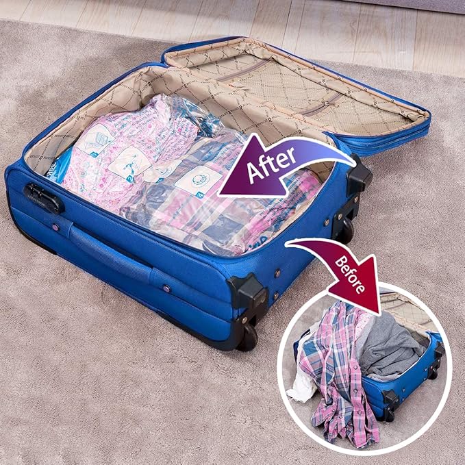 MEIQIHOME Vacuum Storage Bags, Space Saver Sealer Bags,Vacuum seal bags for clothing, Pillows, Comforters, Blankets, Bedding,7 Jumbo