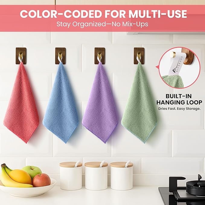 Microfiber Cleaning Cloth, 150 Pack Assorted Color Cleaning Rags for Housekeeping, Colorful Reusable Microfiber Towels for Car, Kitchen, Bathroom and Household Cleaning Supplies, 11.8"X11.8"
