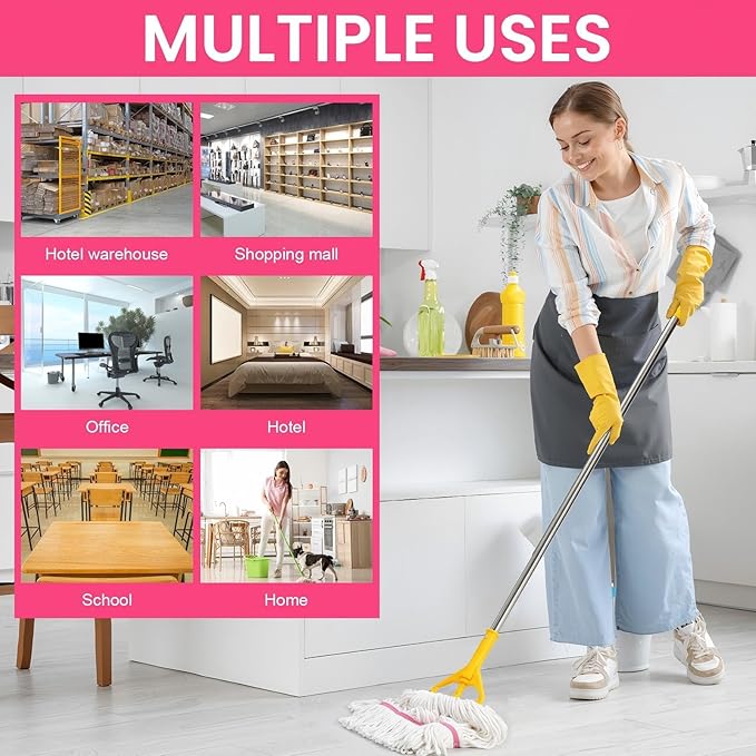 Eccliy 6 Pack Heavy Loop End Cotton String Mop Head Heavy Duty Mop Head Commercial Refills Replacement Bulk for Home Industrial Commercial Floor Cleaning (White,Pink)