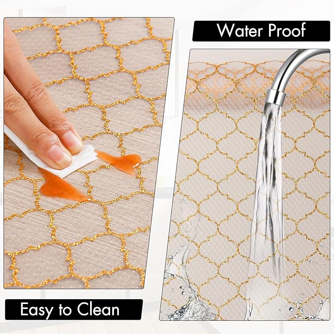 Cooyes Shelf Liner, Non Adhesive Drawer and Cabinet Liner, EVA Washable Oil-Proof Shelf Paper for Kitchen Cabinets, Refrigerator, Storage, Desks with Modern Pattern