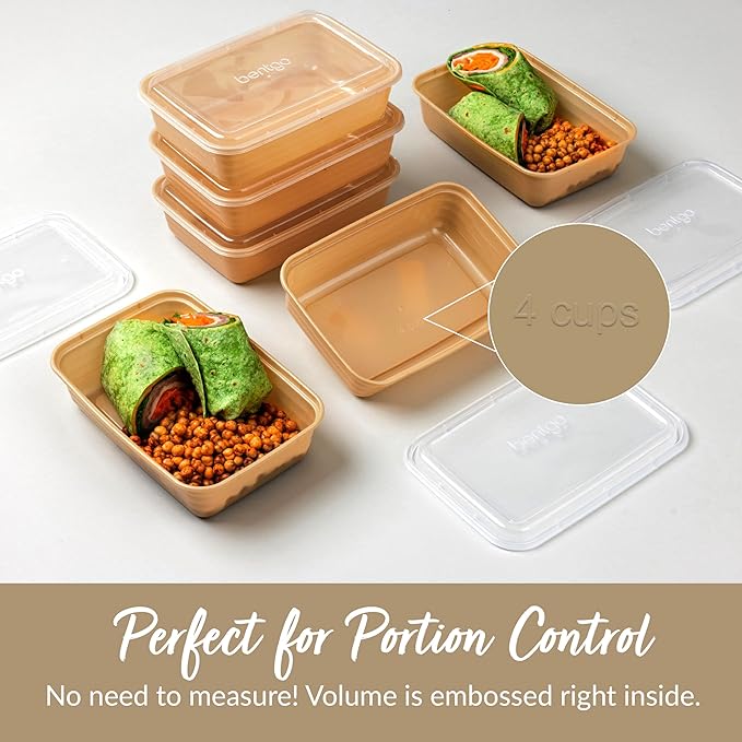 Bentgo Prep - 20-Piece 1-Compartment Reusable Meal Prep Containers with Lids, PFAS & BPA Free Materials, Durable, Microwave, Freezer, & Dishwasher Safe To Go Food Storage (Gold)