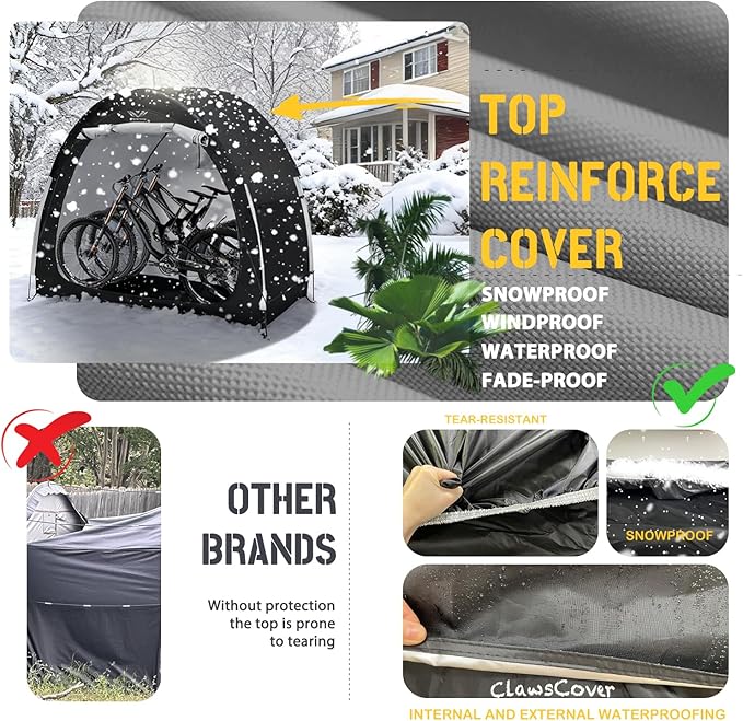 Bike Tent Outdoor Storage Shed, with Rain Cover,Waterproof Zipper,Waterproof Anti-UV 210D Oxford Fabric,Outside Bicycle Storage Shelter Fits for 2-3 Bikes,Motorcycle,Mower,Garden Tools,79"x32"x67"