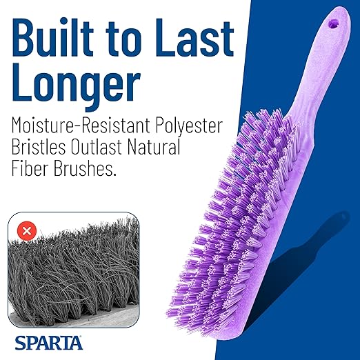SPARTA Handheld Soft Counter Brush 8 Inch Bristle Span, Multi-Use Dust Brush with 5 Inch Handle for Tables, Countertops, and Delicate Surfaces, Polyester, Purple