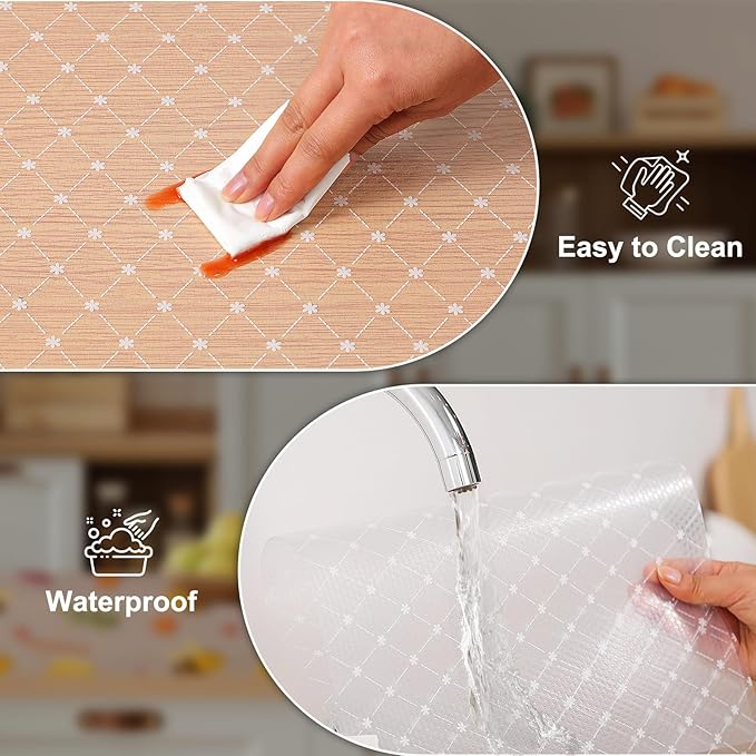 Cooyes Shelf Liner – Premium Non-Adhesive Cabinet & Drawer Liner for Kitchen – Waterproof Shelf Paper with Modern Pattern – Durable EVA Cabinet Mat – Easy to Cut （12" W x 120" L）