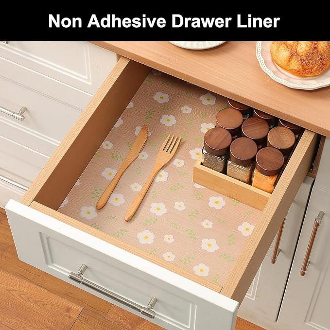 Cooyes Shelf Liner – Premium Non-Adhesive Cabinet & Drawer Liner for Kitchen – Waterproof Shelf Paper with Modern Pattern – Durable EVA Cabinet Mat – Easy to Cut （12" W x 360" L）