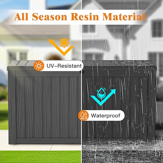 180 Gallon Outdoor Storage Box Waterproof Deck Box for Garden Tools, Lockable Storage Box for Patio Cushion Outside Package Delivery Box