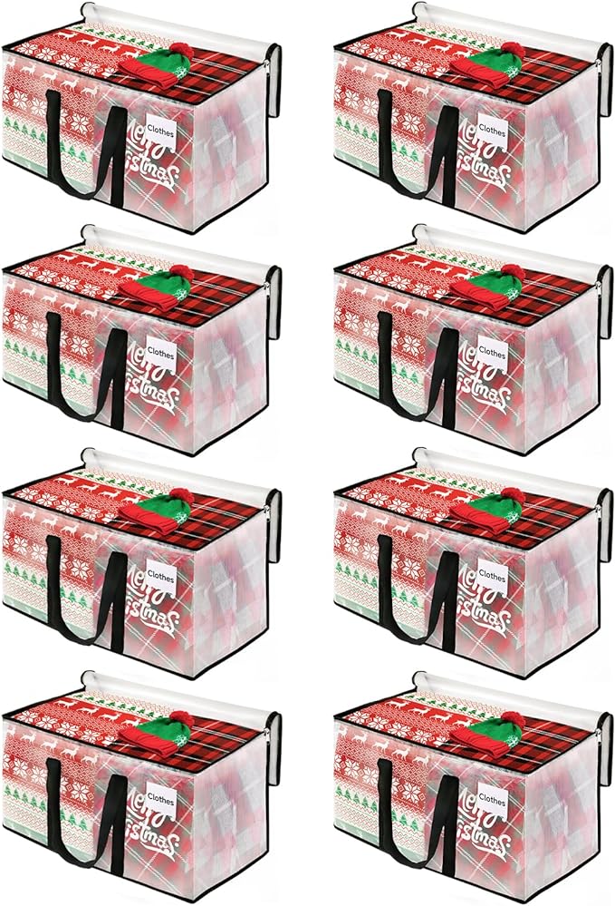 BlissTotes Moving Bags, 125L 8-Pack Storage Bags, Moving Box Heavy Duty Extra Large, Moving Totes with Zipper, Reinforced Handles Boxes for Packaging Moving, Decorative Wreath Storage