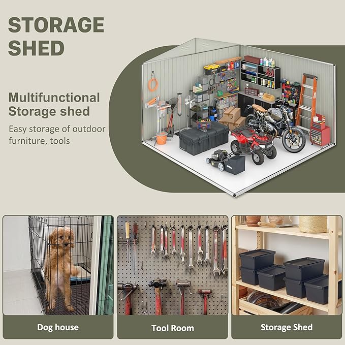 Polar Aurora 12x18 FT Outdoor Storage Shed, Garden Shed with Updated Frame Structure and Lockable Doors, Metal Tool Sheds for Backyard Garden Patio Lawn,Black