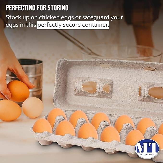MT Products Blank Natural Pulp Egg Cartons 1 Dozen 11.50" x 4.2" x 1.25" - Perfect for Chicken Farm (Pack of 15) - Made in the USA