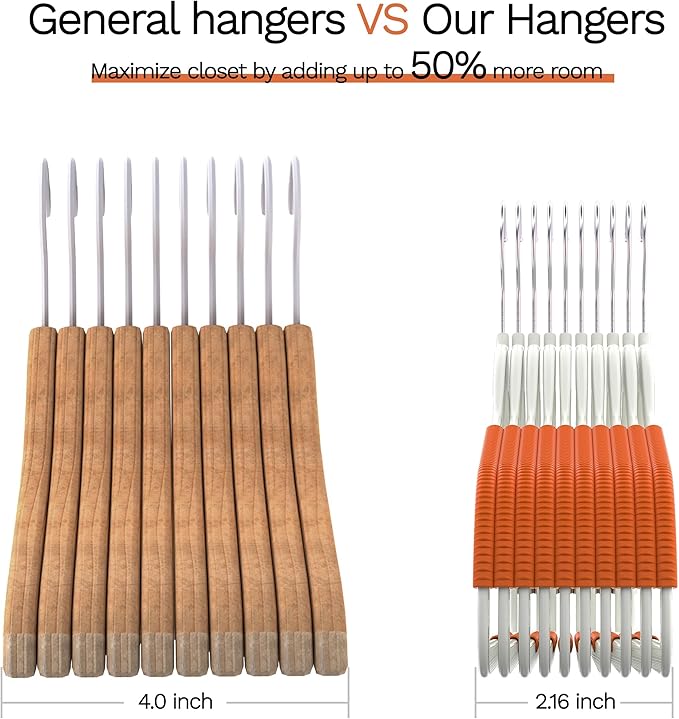 40 Pack Heavy Duty Plastic Hangers, Non Slip Clothes Hangers with Rubber Pads and 360° Hook - Thin Space Saving Hanger, Closet Organizer for Shirt, Pants, Suit, Skirt, Coat - Orange