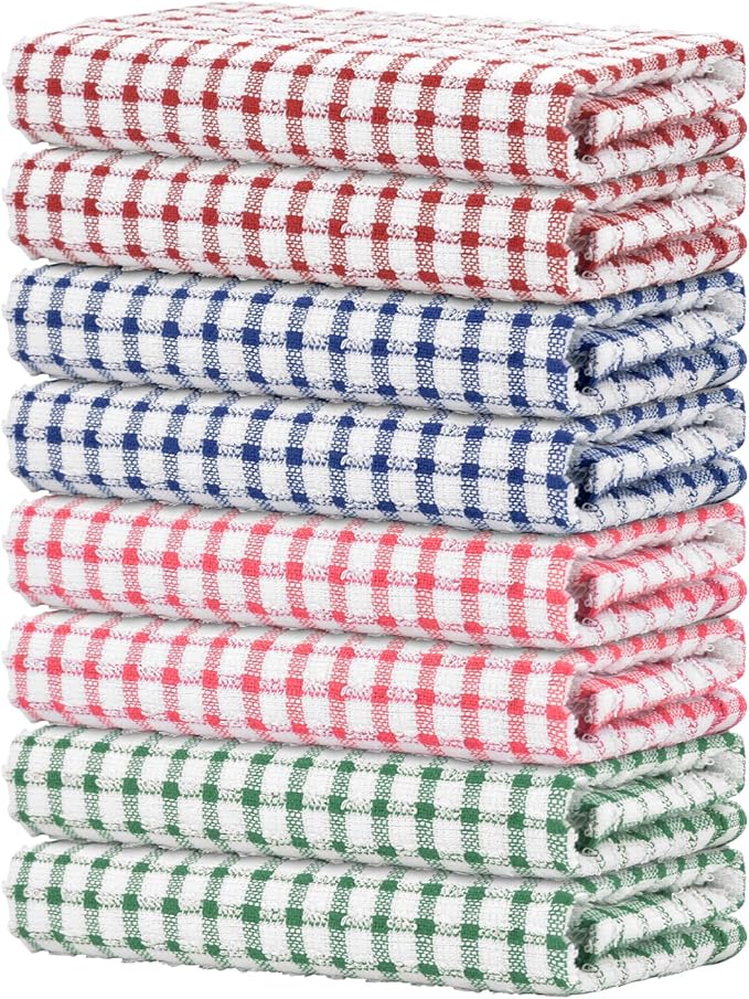 Nialnant 8 Pack Kitchen Towels, Dish Towels for Kitchen, 100% Cotton Dish Cloths for Washing Dishes, Quick Drying Reusable Cleaning Rag - 25 x 16 in